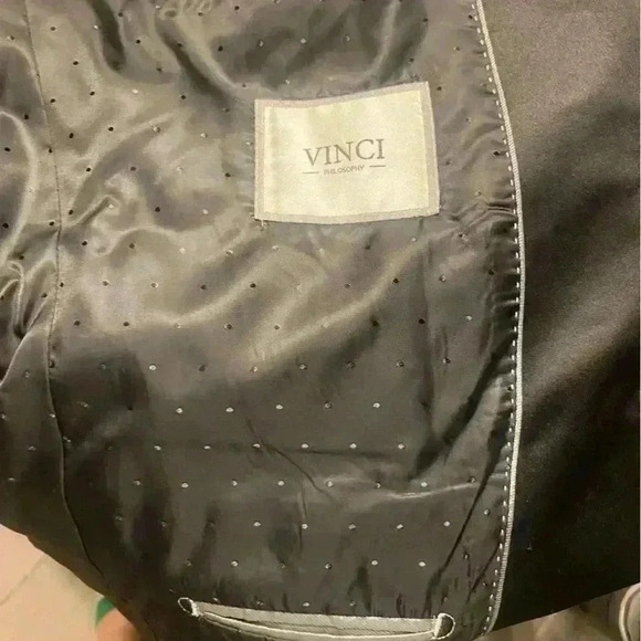 Vinci Philosophy black evening formal wedding vest & jacket with raised design - Picture 2 of 16
